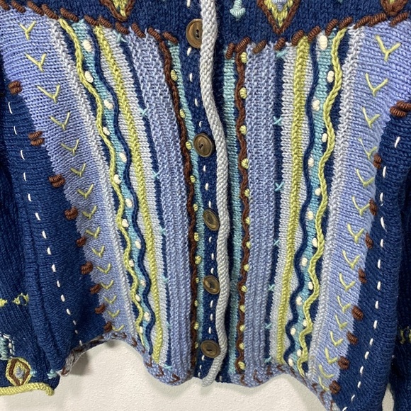 Newari colorful ribbed raised lusekofte sweater cardigan islandic design 3d knit - Picture 4 of 10